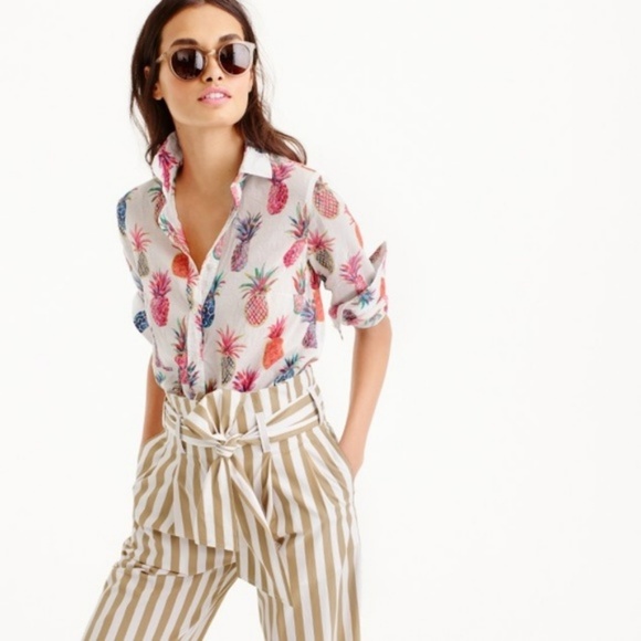 J. Crew Tops - J. Crew Popover in Ratti painted pineapple shirt